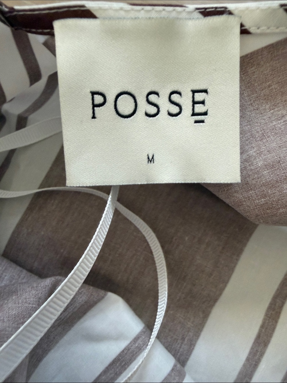Posse Rosie Mini Dress Chocolate Brown Stripe Medium - Picture 5 of 8